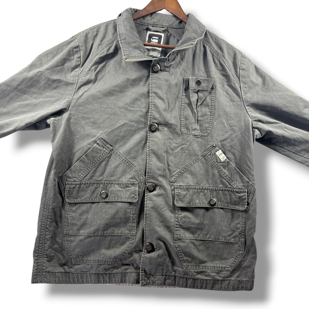 G-Star Raw Originals Mens Gray Herringbone Utility Field Jacket XXL